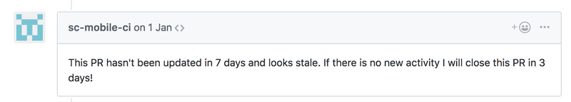 GitHub comment pointing to an outdated pull request